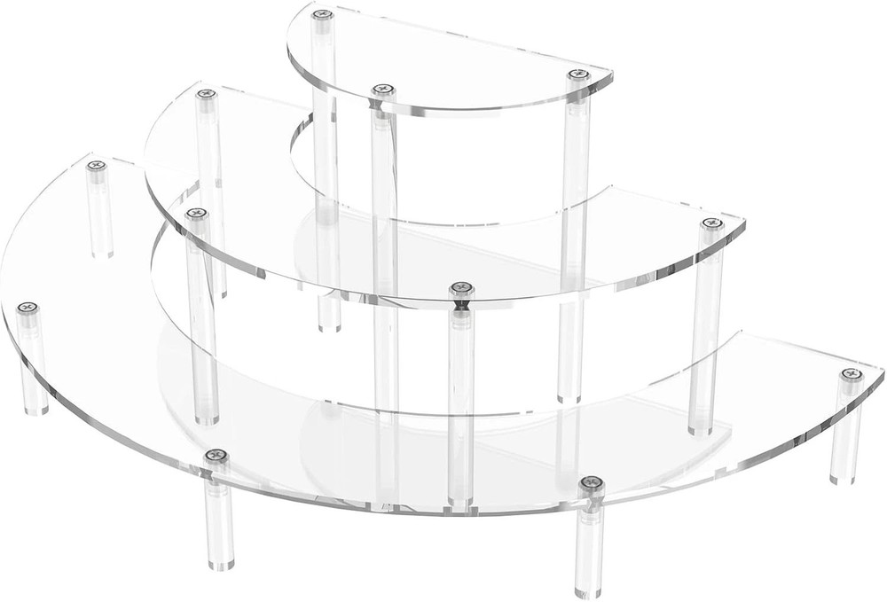 3 Tier Acrylic Display Risers, Half Moon Cupcake Stand, Clear Perfume Organizer,