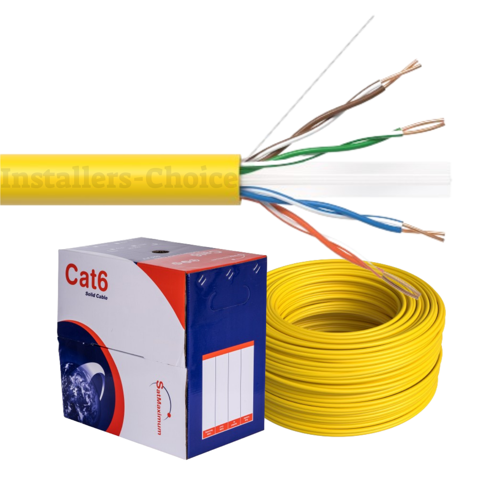Cat6 1000FT CCA UTP Solid Yellow Ethernet Cable - LAN Network Bulk 23 AWG RJ45