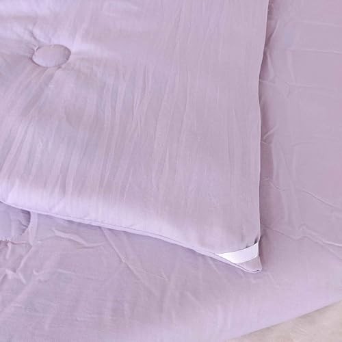 3PCS Purple Comforter Set with 2 Pillowcases, Brushed Queen Solid Purple