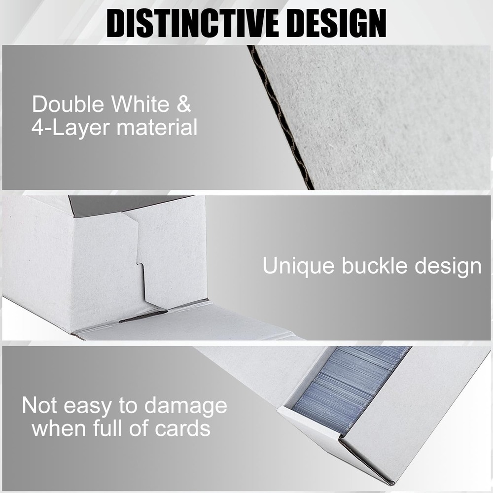 Trading Card Storage Box, 10Pack 1100 Count White Corrugated Cardboard Bulk S...