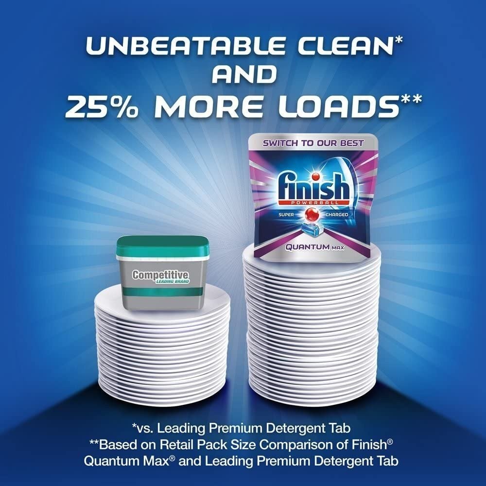 Finish Quantum Max Powerball, 64ct, Dishwasher Detergent Tablets, Ultimate...