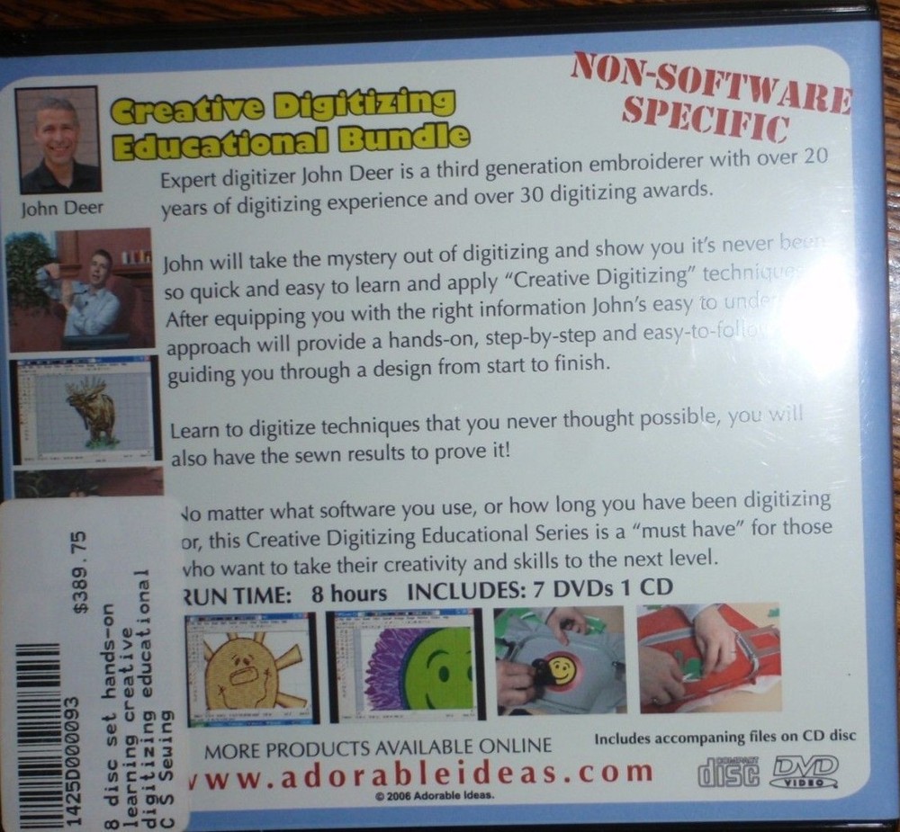 ADORABLE IDEAS JOHN DEER'S Creative Digitizing 5 STEP DVD SET EDUCATION SET