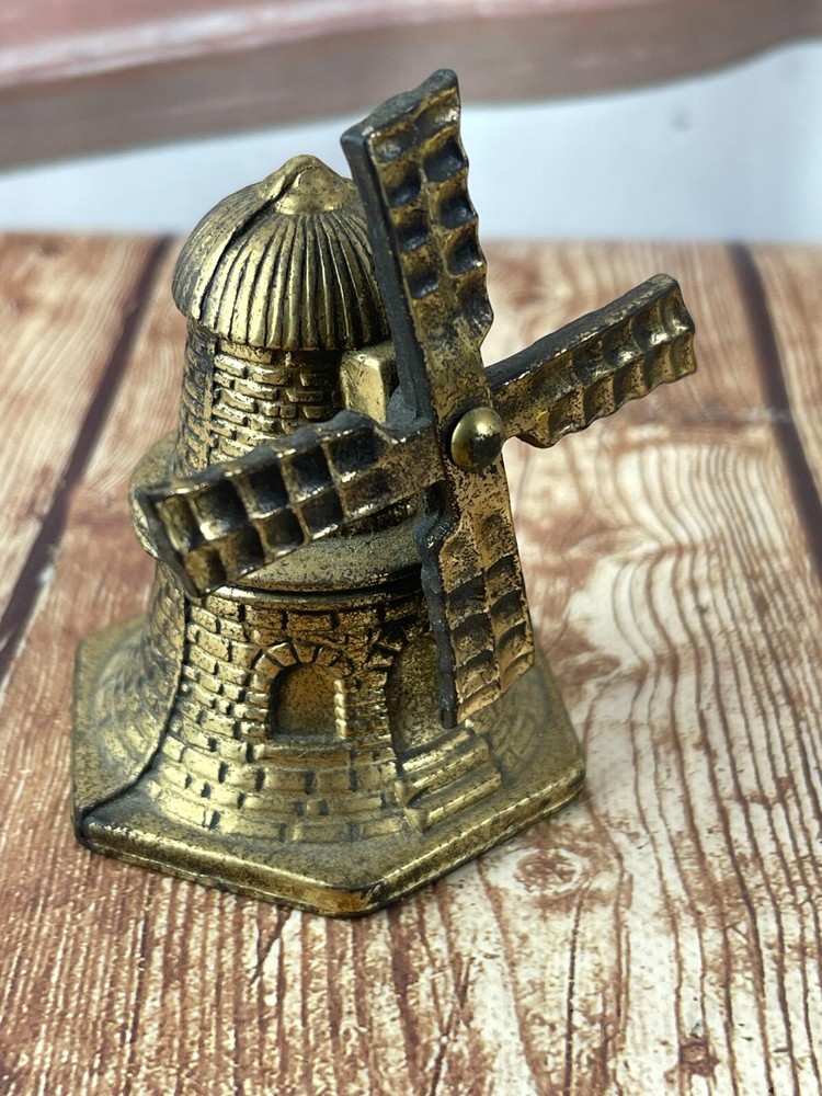 Vintage Solid Brass Dinner Bell Windmill