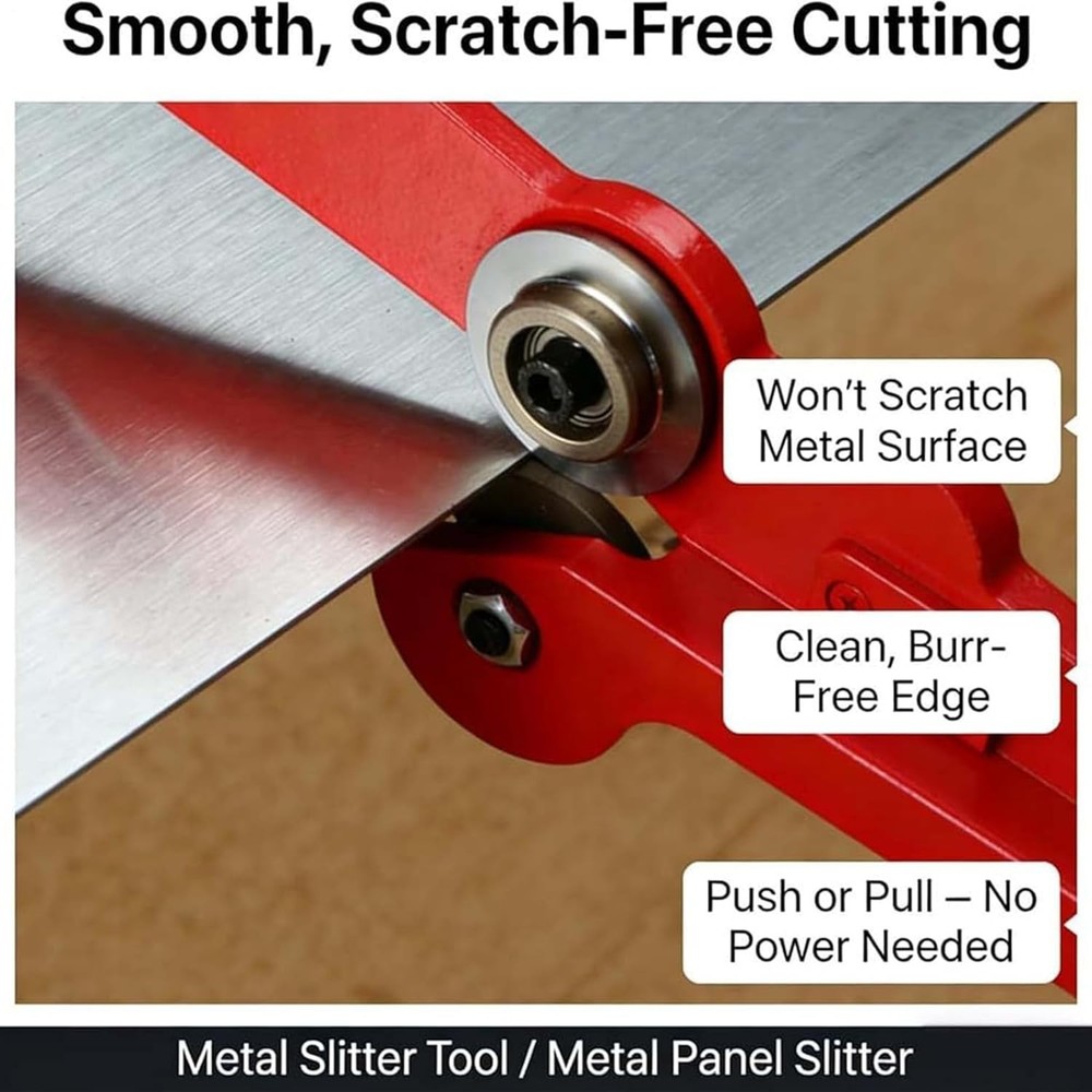 Sheet Metal Cutter - Heavy Duty Hand Pull Tool, Double Wheel Slitter, Adjustable