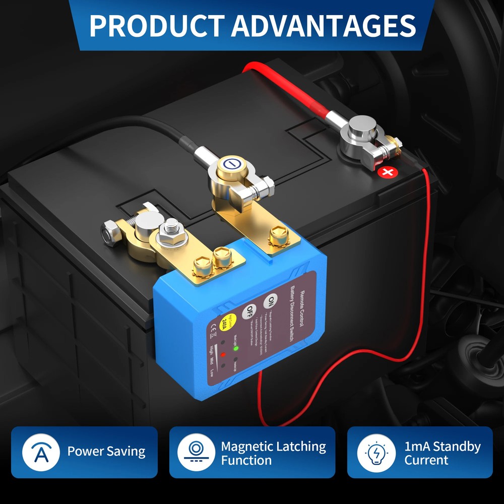 Kill Switch 12V 240A Remote Battery Disconnect Switch Automatic Power Shut Off S