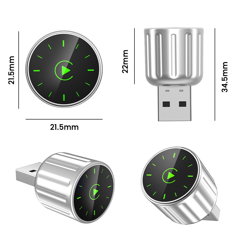 USB Plug Play 2-in-1 Wireless CarPlay Android Auto Adapter for Wired to Wireless