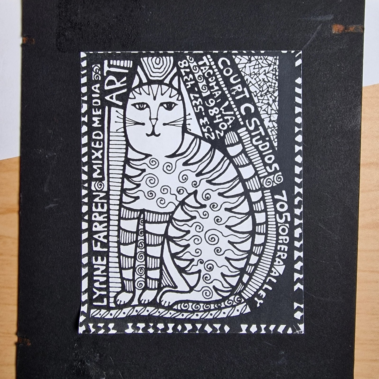 Lynne Farren Watercolor Painting Cat Held by Woman with Quote by May Eustace PNW