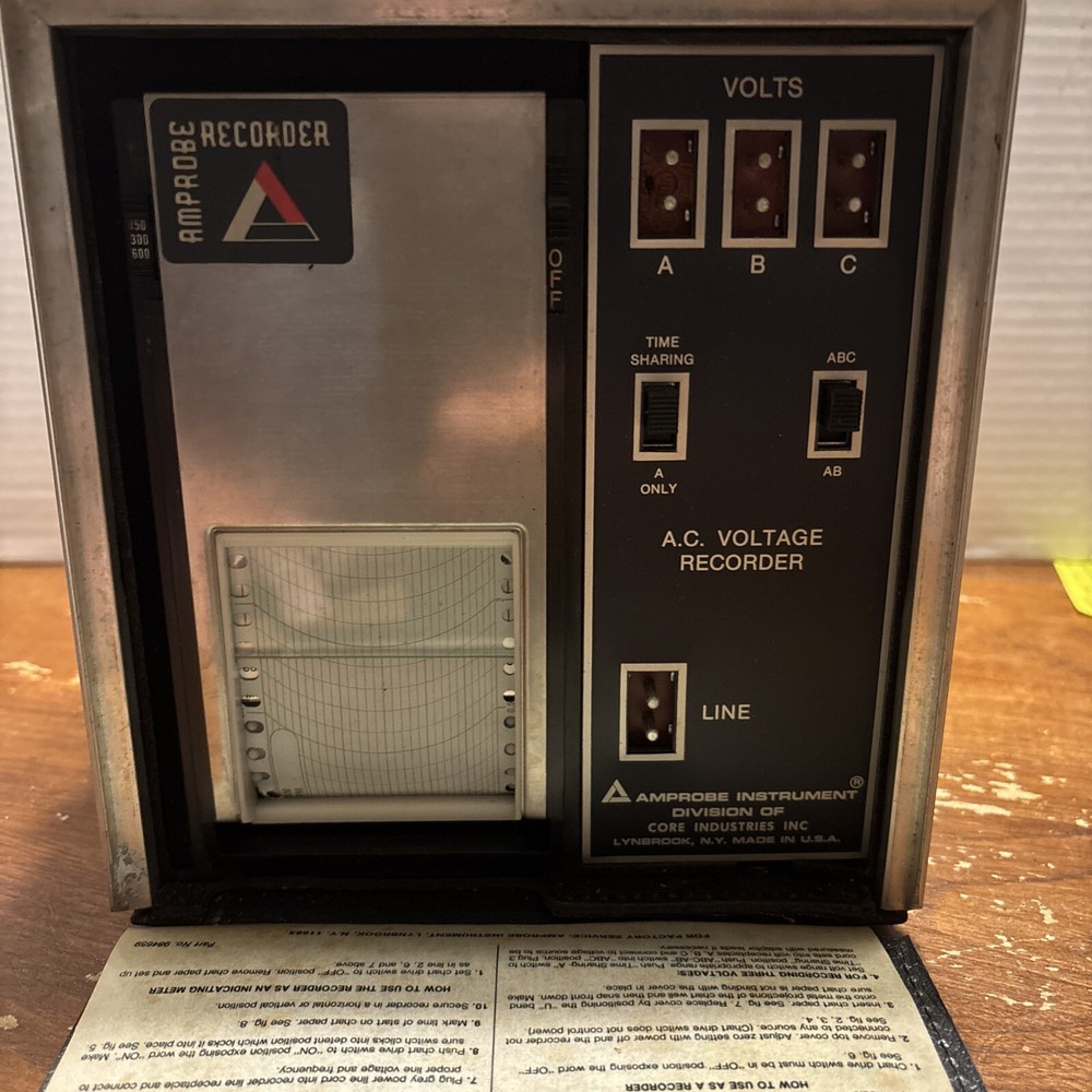 AMPROBE Voltage Current Recorder W/chart paper UNTESTED Pre-Owned