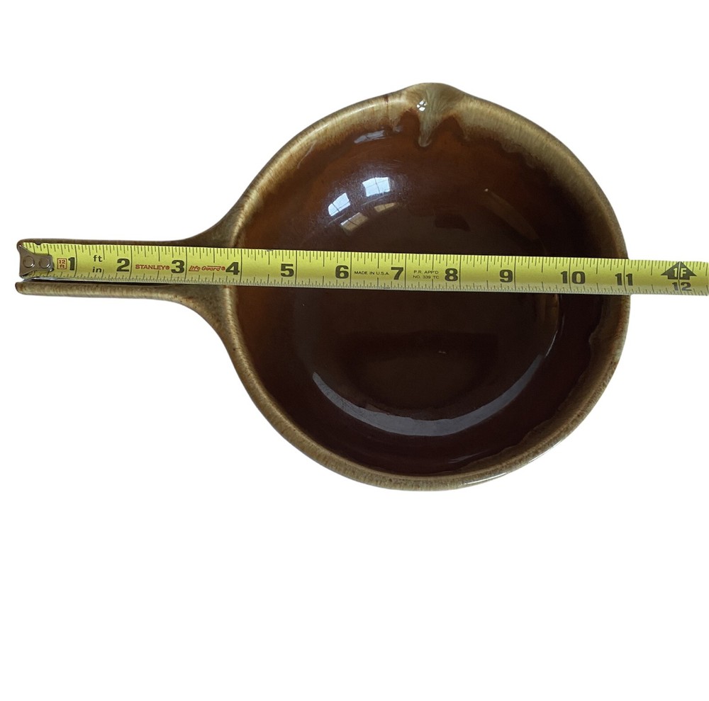 Rubel Brown Drip Glaze Handled Rustic Stoneware Pour Spout Serving Dish 2013