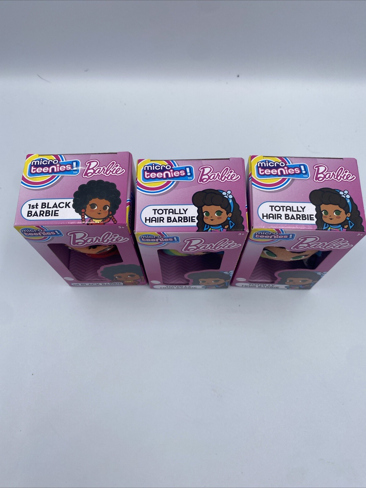 Set of 3 Barbie Micro Teenies Plush Basic Fun 1- 1st Black 2- Totally Hair New