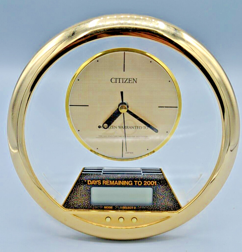 Citizen Decorative 2001 Countdown Desk Clock Tested Works qa4254-a