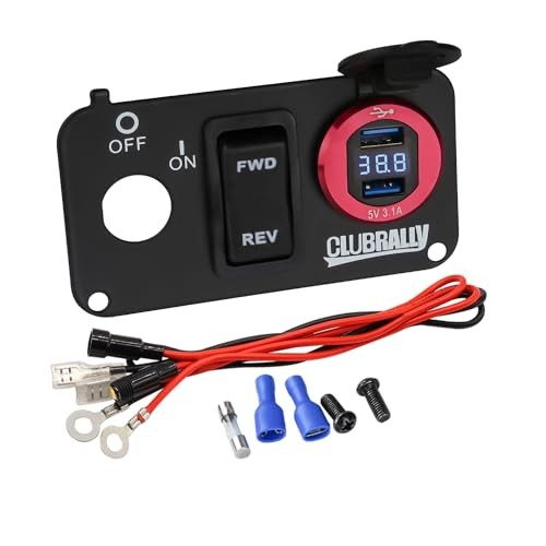 EZGO Key Switch Plate with Forward Reverse Switch, DC 9V-48V 3.1A Fast Red