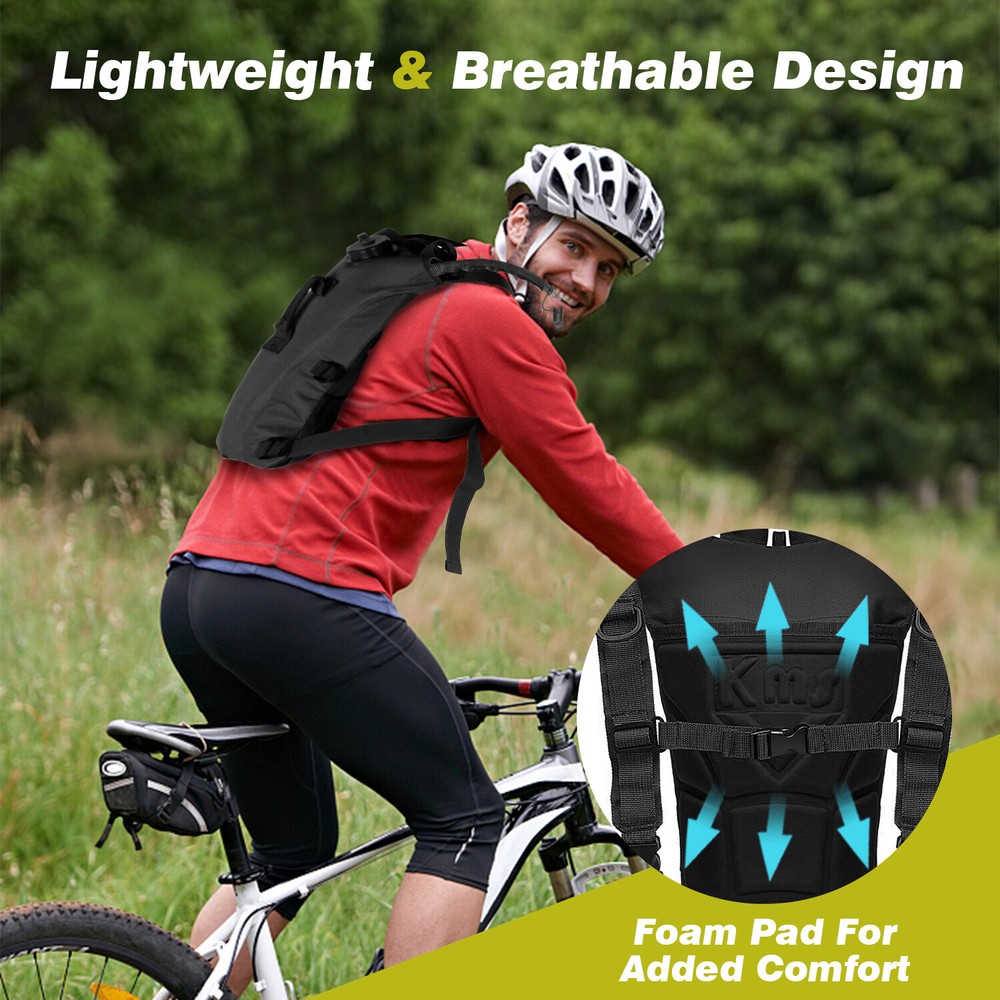 3L Hydration Pack with Water Bladder, Backpack for Hands-Free Drinking & Hiking