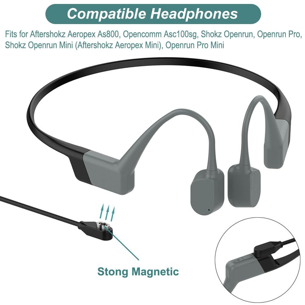 Magnetic Charging Cable Cord for After-Shokz Aeropex Open Run/Comm Headphone Lot