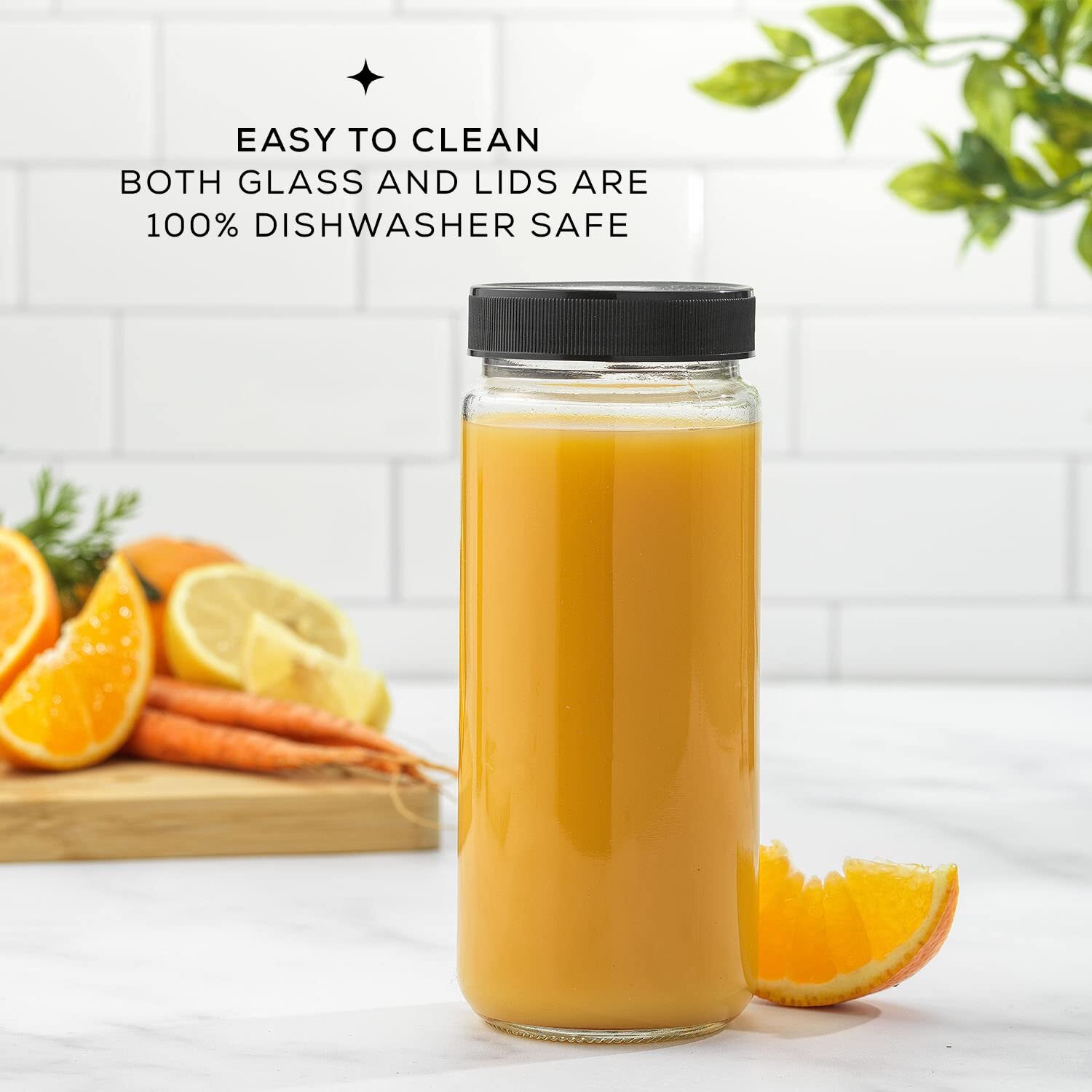 Glass Juice Bottles 16 Oz Glass Bottles With Caps. Set Of 8 Juice Containers