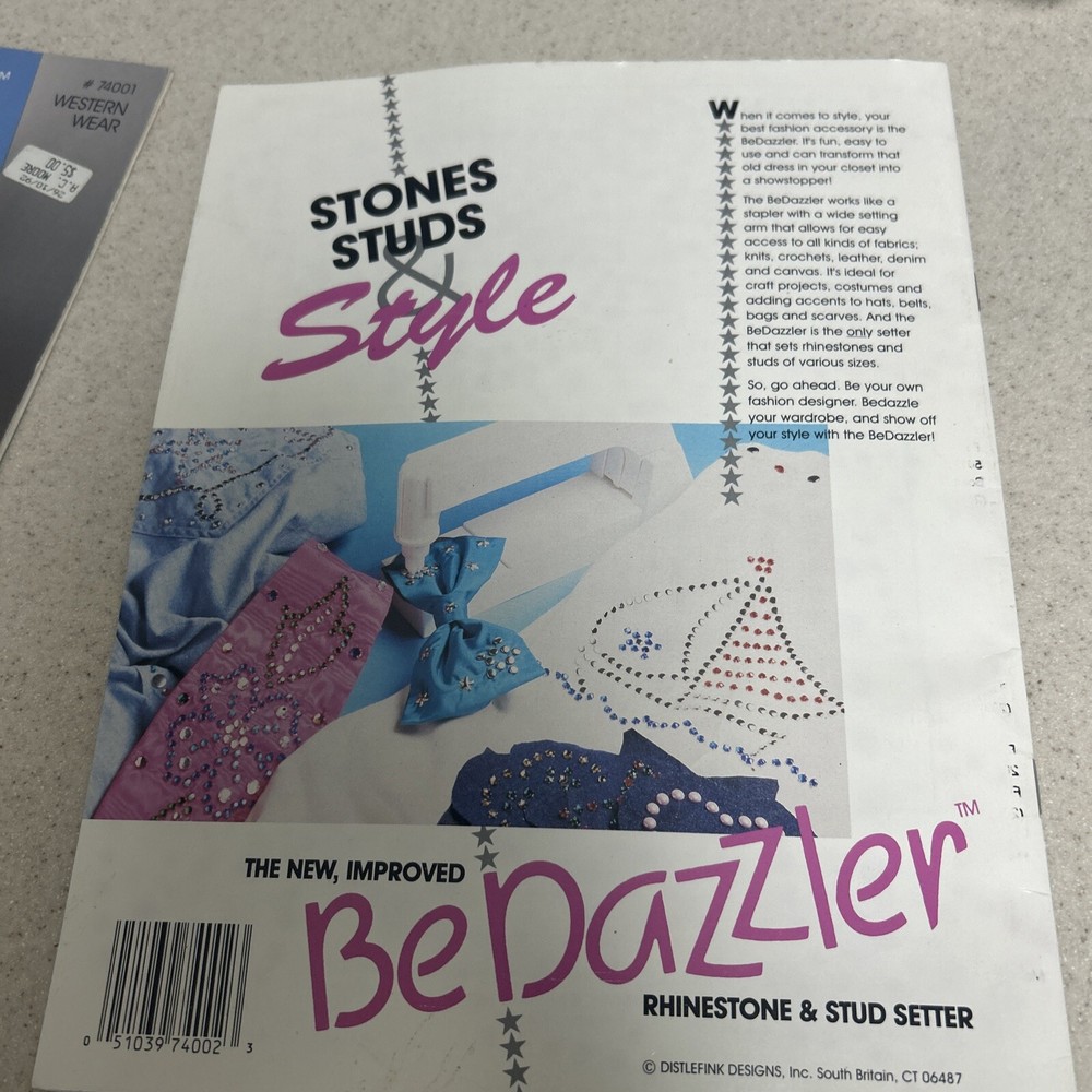 BeDazzler Rhinestone & Stud Setting Machine Kit W/Patterns Vintage 2 Books & 💎