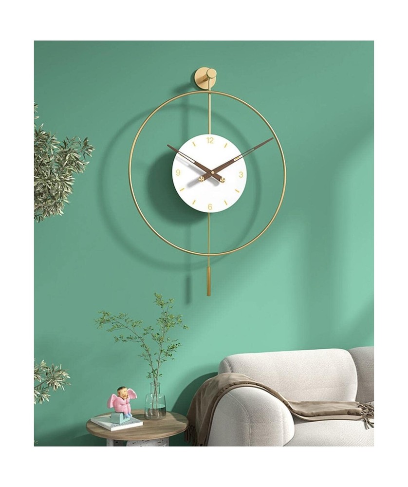 SHISEDECO Classical Large Pendulum Wall Clock, Decorative and Metal Frame, wi...