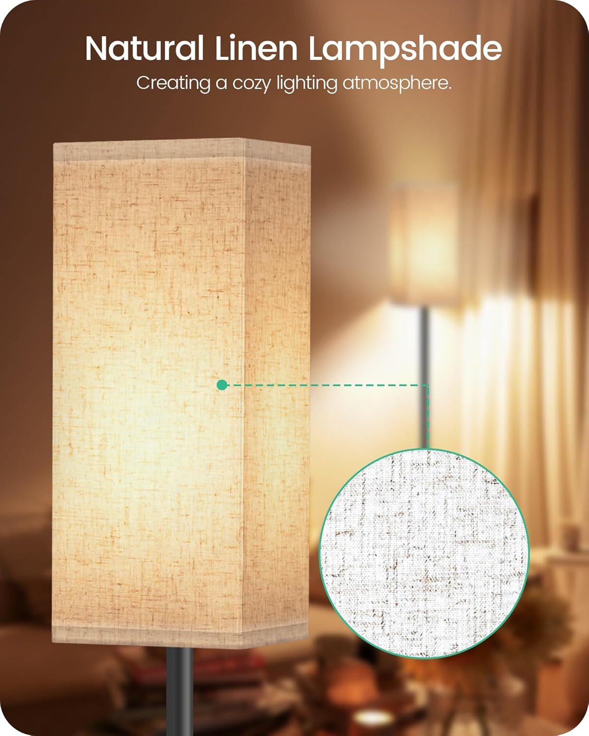 Modern Floor Lamp for Living Room Bedroom, Standing Tall Light with Foot Switch
