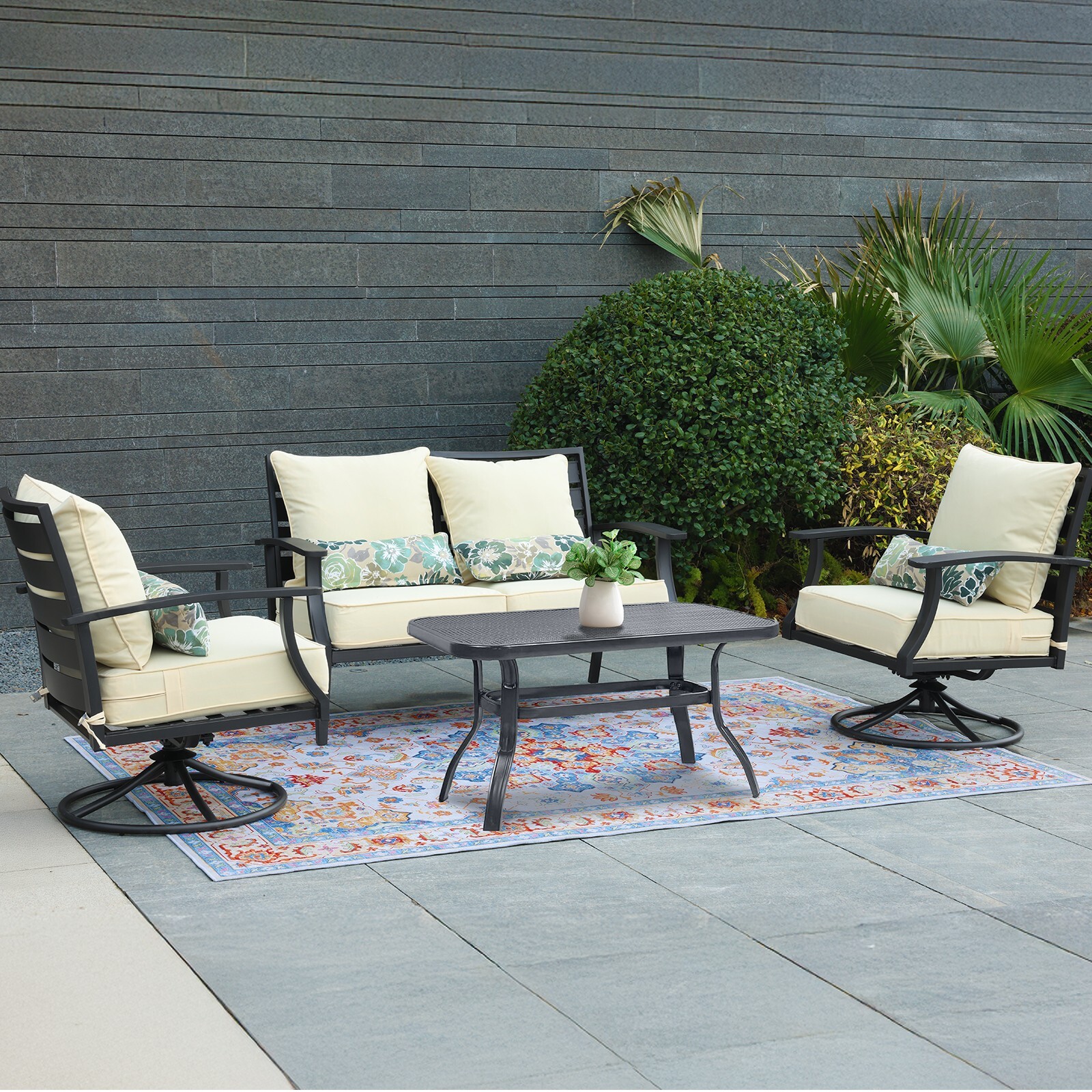 Aoodor 22''x24''Outdoor Patio Furniture Dining Deep Chair Cushion Set w/2 Pillow