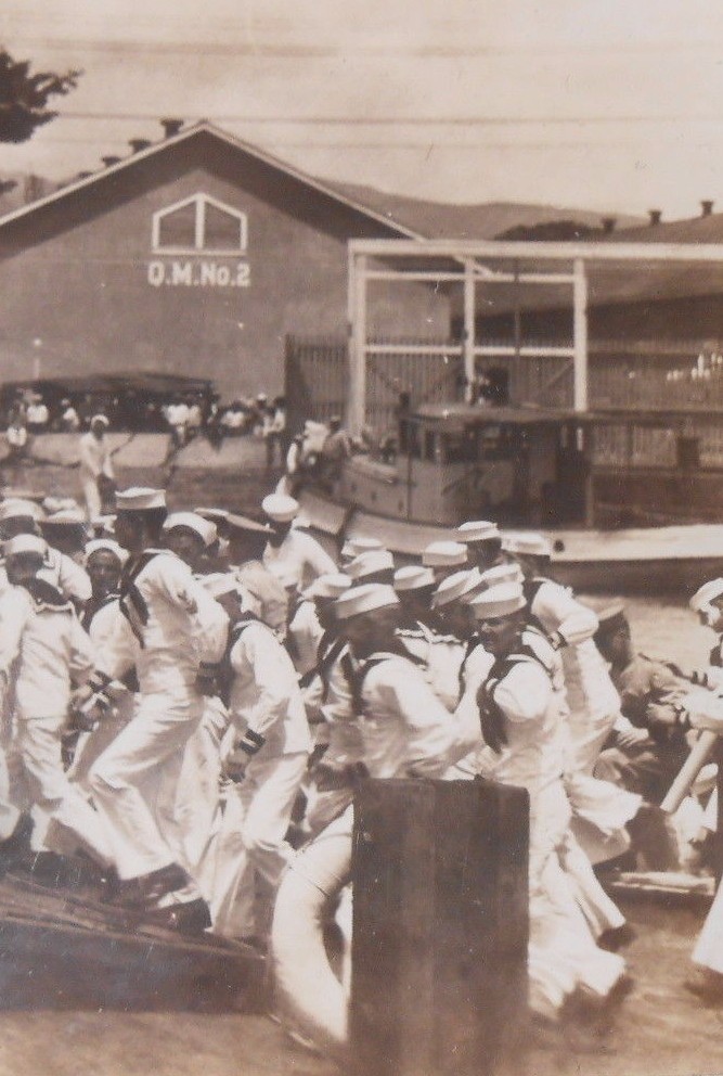 Philippines B&W Photograph Sailors Marching past Quartermaster No. 2 Building