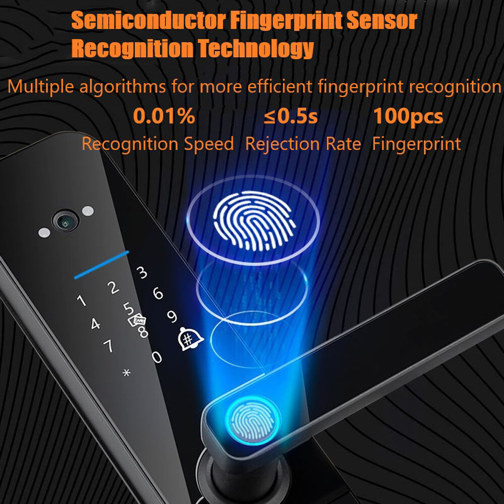 Face Recognition Tuya Wifi Smart Door Lock Visual Intercom Fingerprint