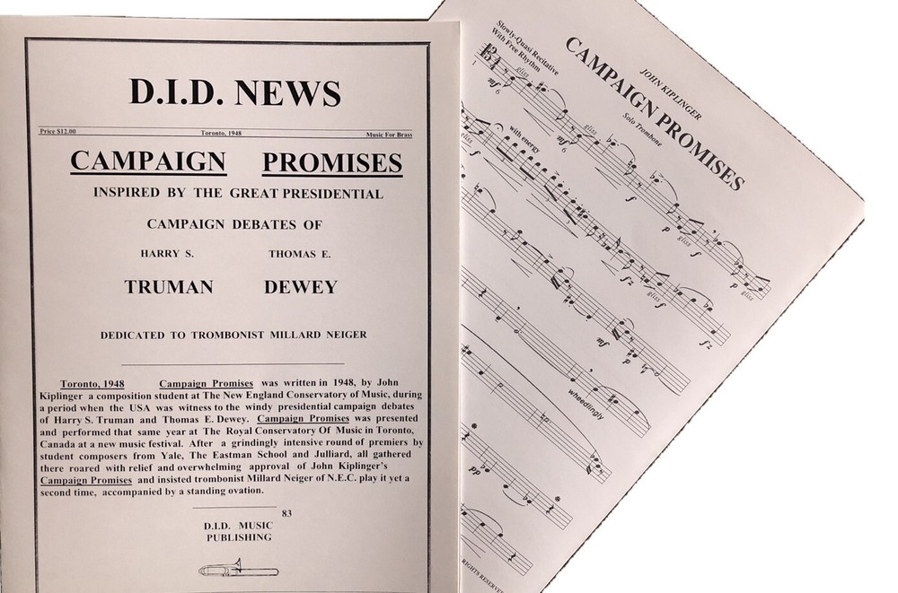 Campaign Promises For Solo Trombone - Millard Neiger