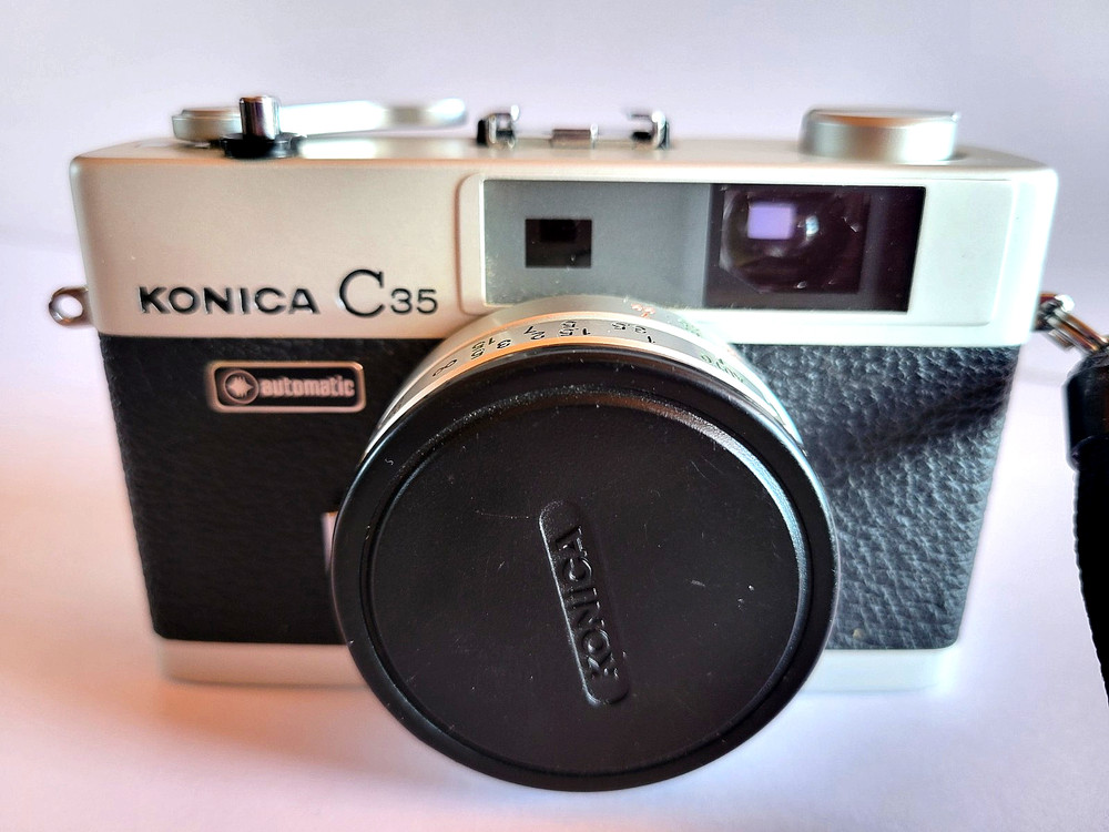 Camera: Konica C35 Automatic, Vintage, Case, Flash & Case, Manual
