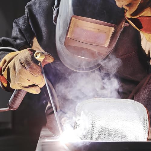 Hand Heat Shield, Aluminized Back Welding Pad Split Cowhide Leather Gloves