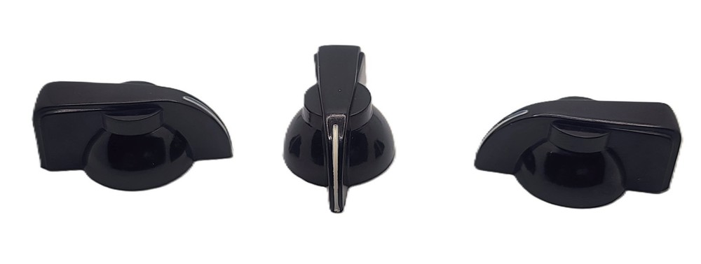 3x Black Chicken Head Knobs with Insert and Set Screw
