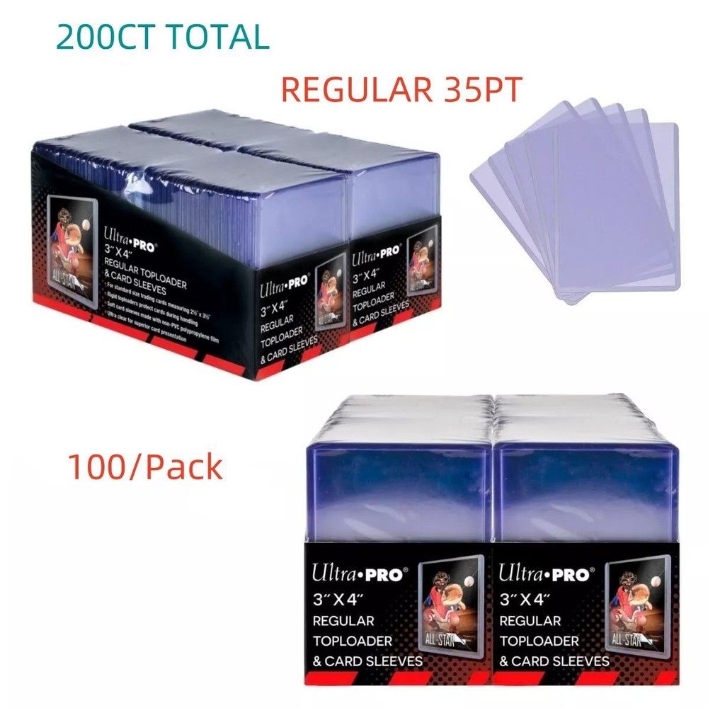 200ct Ultra Pro 3x4 Regular Toploaders For 35PT Trading Cards with Soft Sleeves
