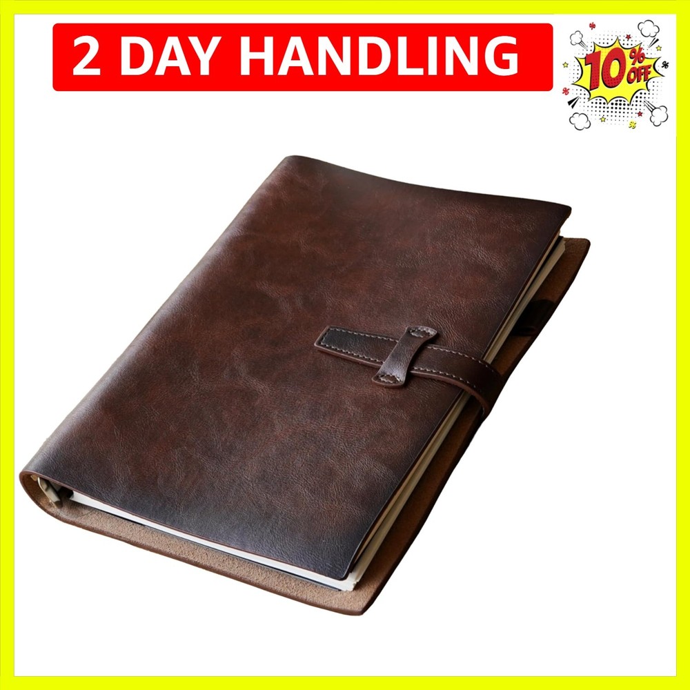 Refillable A5 Leather Binder Notebook, Reusable Leather Journal, Vintage Orga...
