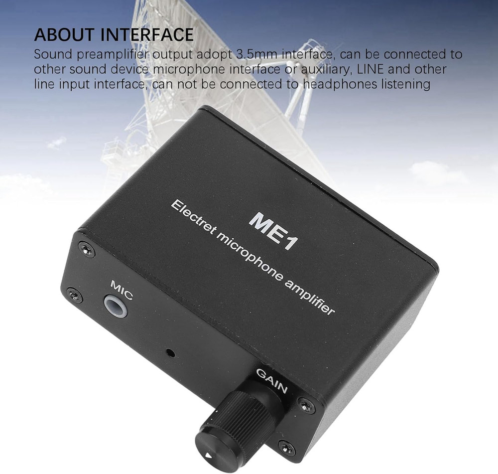 Adjustable Gain Electret Microphone Amp 3.5Mm Input Sound Preamplifier ME1 Built