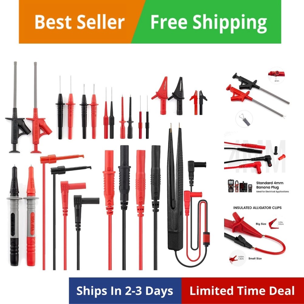 23PCS Multimeter  Leads Kit with Replaceable Precision Probes Set and Alligat...