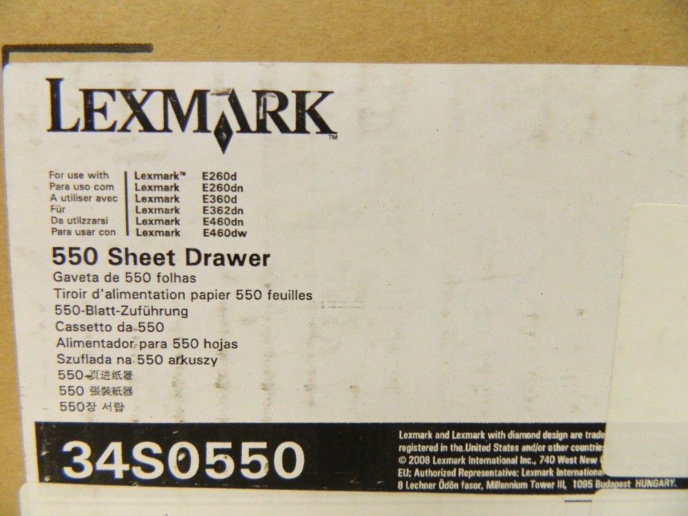 New Lexmark 550 Sheet Drawer Paper Tray 34S0550 E260d E260dn E360d E362dn E460dn