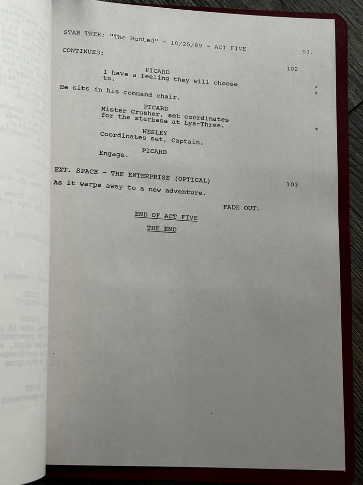 STAR TREK Script The Next Generation The Hunted Final Draft October 25 1989