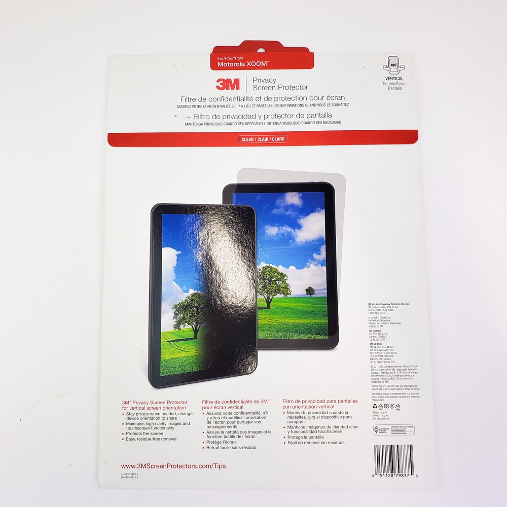 3M Privacy Screen Protector Clear for Motorola Xoom Unopened