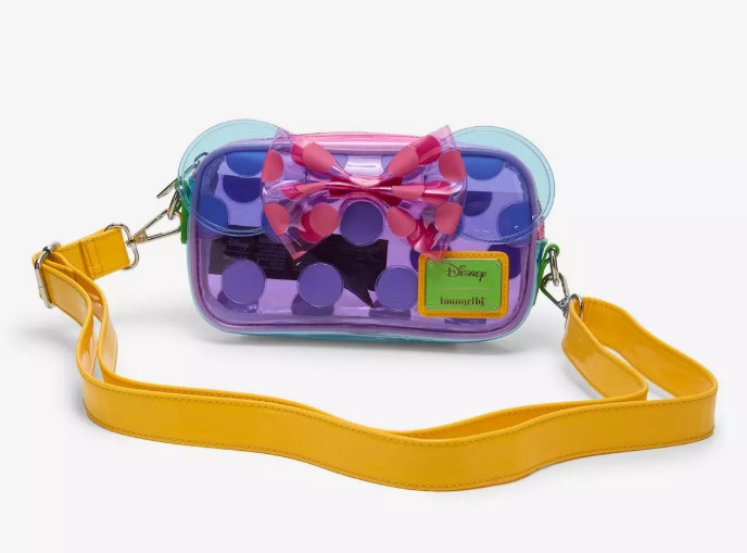 Loungefly Crossbody Bag Purse MINNIE MOUSE COLORBLOCK Jelly Polka Dot Rainbow