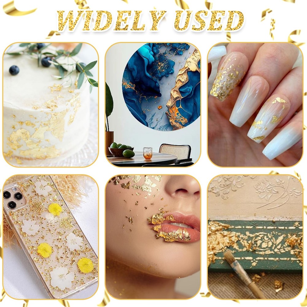 6Pcs Decorative Gold Leaf, Multifunction Flakes Cake Decoration Baking...