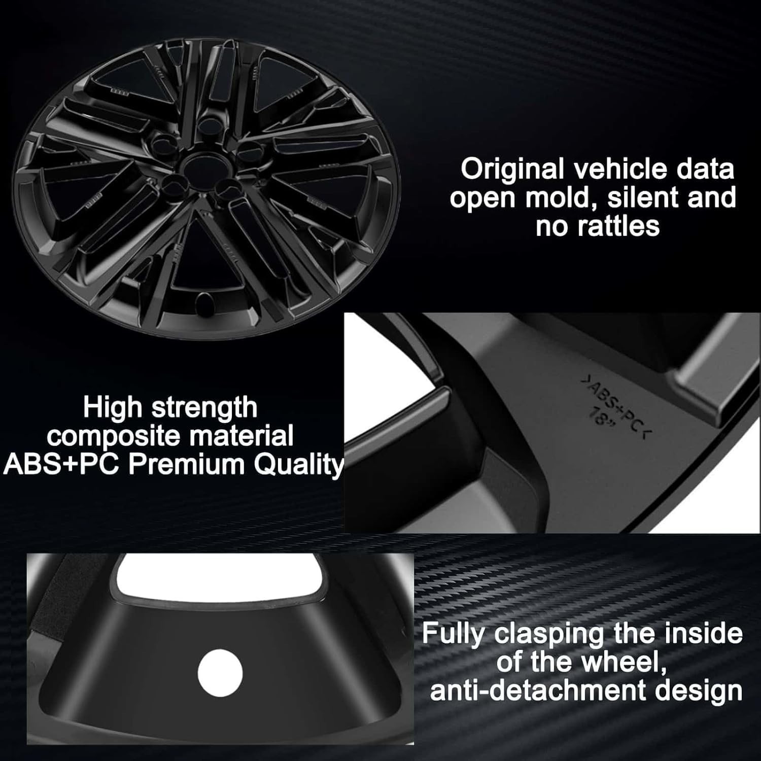Black Wheel Skins for 2025 Toyota Camry Hybrid;18 inch ;4 Pack