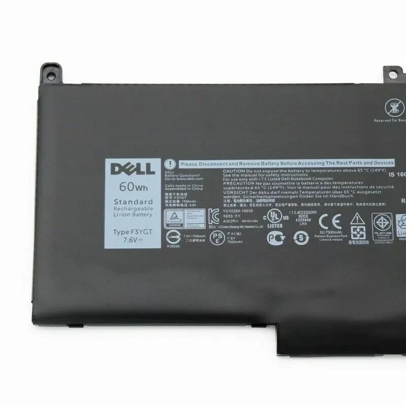 Genuine OEM 60Wh F3YGT Battery For Dell Latitude 7280 7480 7380 7290 7490 7390