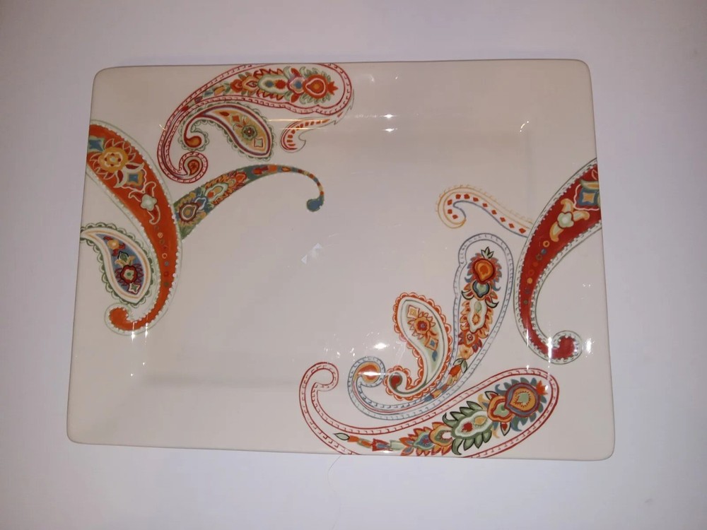 Misto Multi Paisley By Tabletops Unlimited 16" x 12" Rectangular Tray Platter