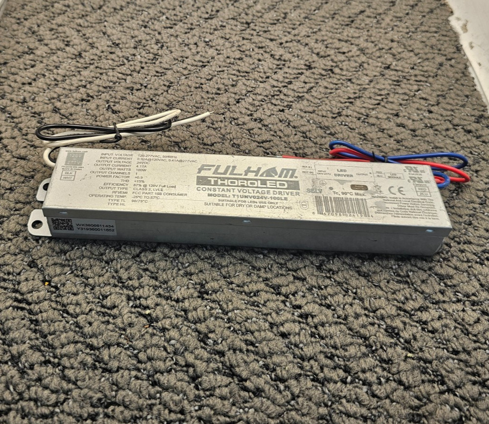 (QTY 2) Fulham ThoroLED T1UNV024V-100LE: Constant Voltage Driver Replacement
