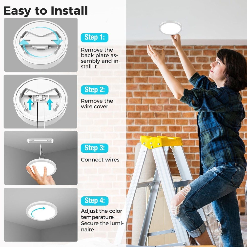 libtit 1Pack 4.7 Inch Small LED Ceiling Lights Flush Mount, 3000K 4000K 6500K...