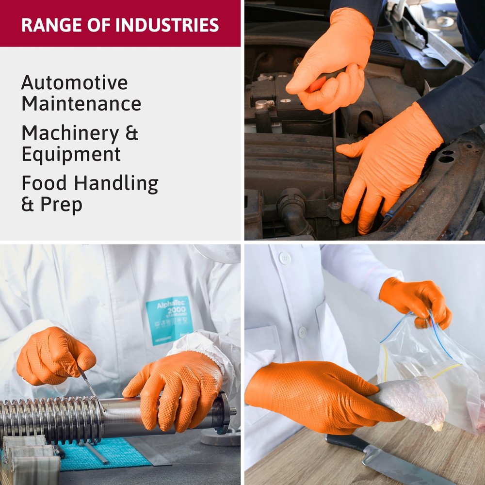 Microflex 93-256 Mega Texture Grip Extra Durable Nitrile Disposable Gloves, 6...
