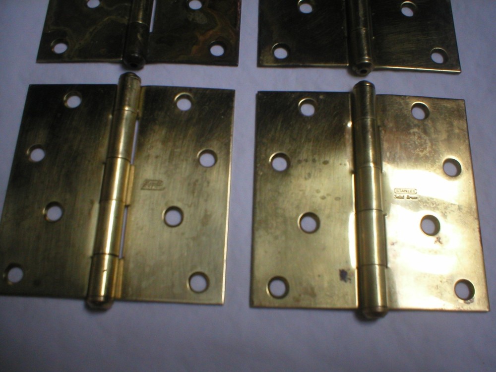 Vintage Stanley Solid Brass 4" Hinge Pair