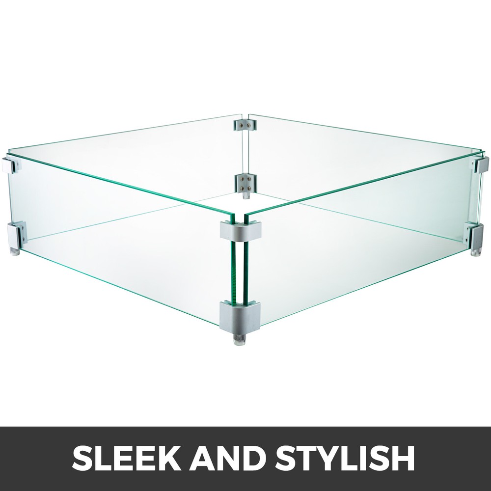 Outdoor Fire Pit Wind Guard Tempered Glass Flame Guard Rectangle/Square Clear