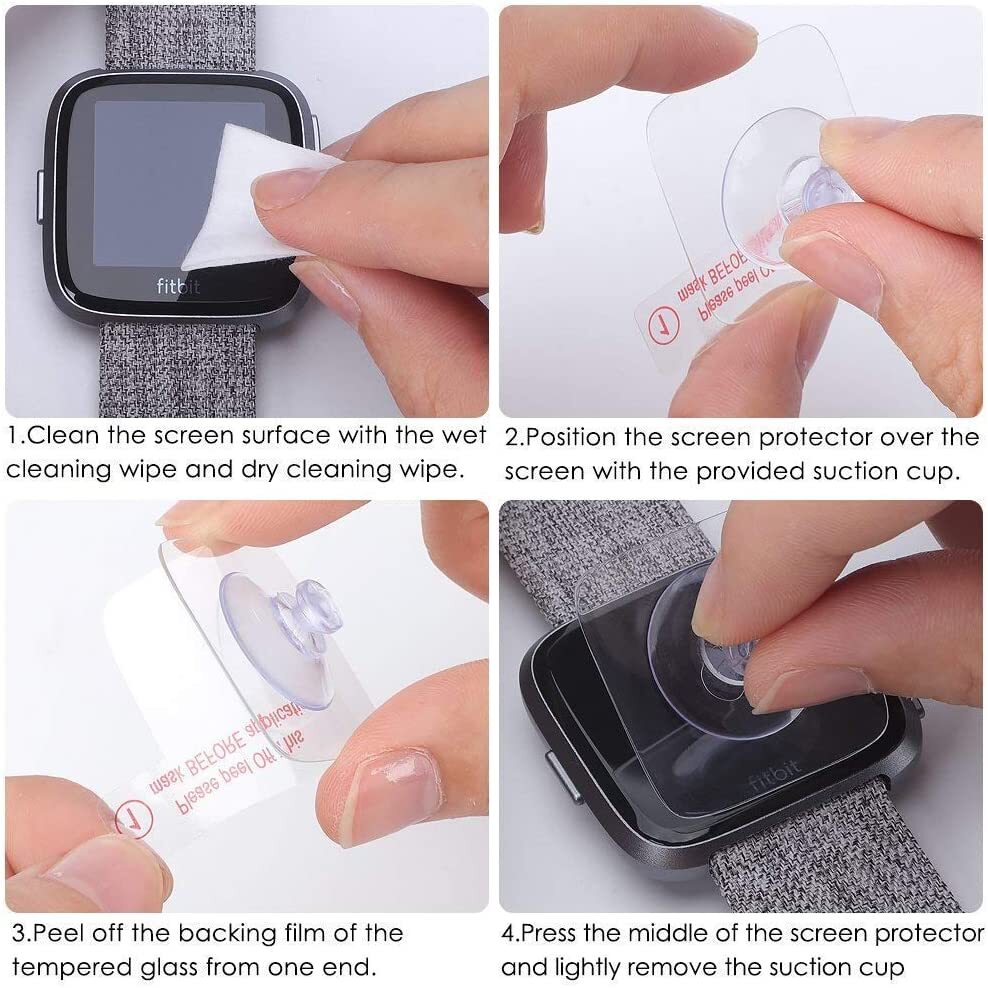 2-Pack Tempered Glass Screen Protector For Fitbit Versa Fitbit Versa Lite Watch