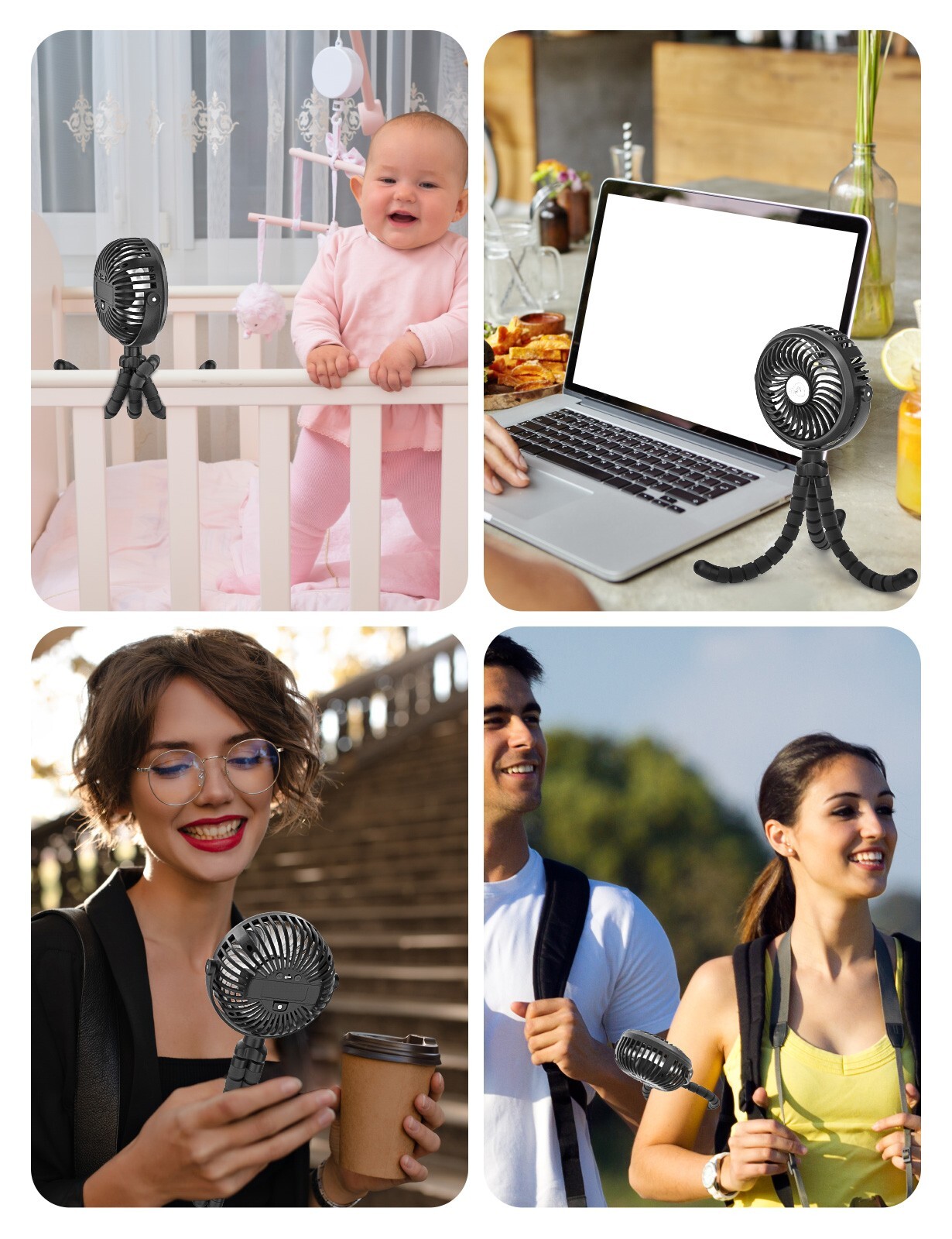 Portable Stroller Fan, 3 Speeds and Mini Personal Fan Suitable for Many Scenes