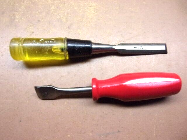 Two (2) Starter Chisels Sears 1/2" Socket & K-D 7/8" Tang Both Clean & Sharp!