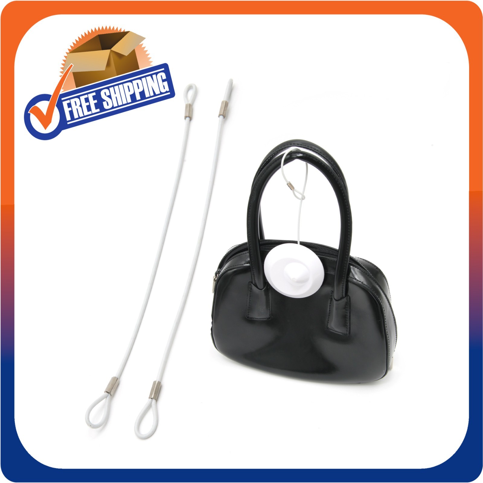 200 SECURITY LANYARD 2 LOOP WHITE 8 INCH LOSS PREVENTION CHECKPOINT COMPATIBLE